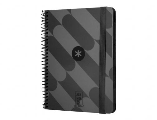 Agenda espiral Antartik pattern A6+ 2025 semana vista color negro papel 80 170554, imagen 5 mini