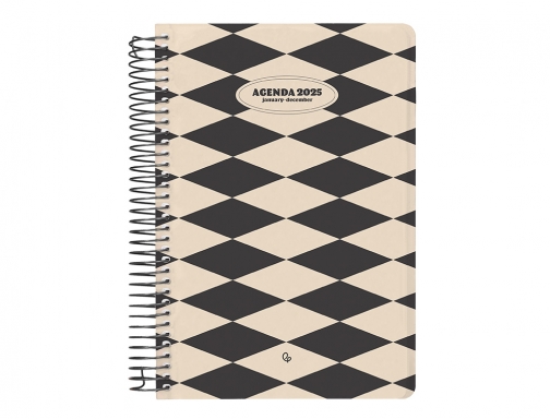 Agenda espiral Liderpapel classic A4 2025 dia pagina blanco y negro 1 170379, imagen 3 mini