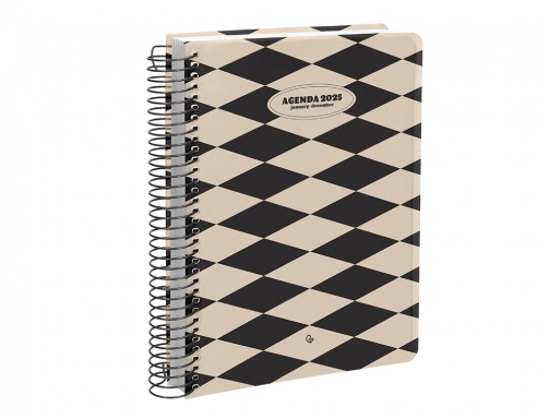 Agenda espiral Liderpapel classic A4 2025 dia pagina blanco y negro 1 170379, imagen 5 mini