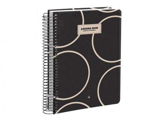 Agenda espiral Liderpapel classic A4 2025 dia pagina blanco y negro 2 170380, imagen 5 mini