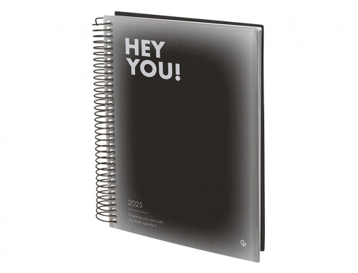 Agenda espiral Liderpapel gazi A4 2025 da pgina color negro papel 70 170404, imagen 5 mini