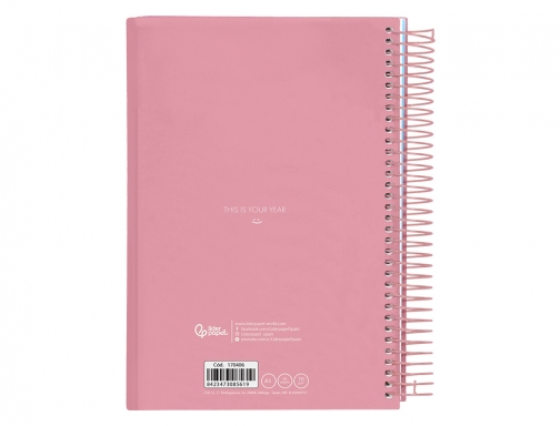 Agenda espiral Liderpapel gazi A5 2025 da pgina color rosa papel 70 170406, imagen 4 mini