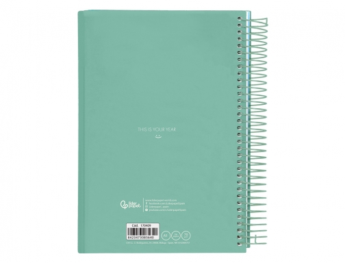 Agenda espiral Liderpapel gazi A5 2025 dia pagina color verde papel 70 170409, imagen 4 mini