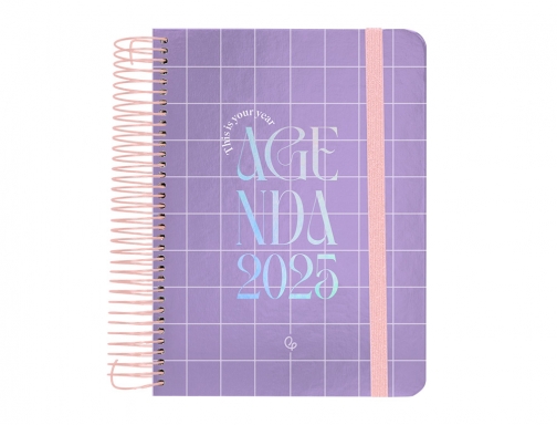 Agenda espiral Liderpapel kymolos A5 2025 dia pagina malva papel 70 gr 170429, imagen 3 mini