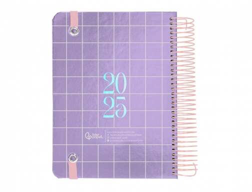 Agenda espiral Liderpapel kymolos A5 2025 dia pagina malva papel 70 gr 170429, imagen 4 mini