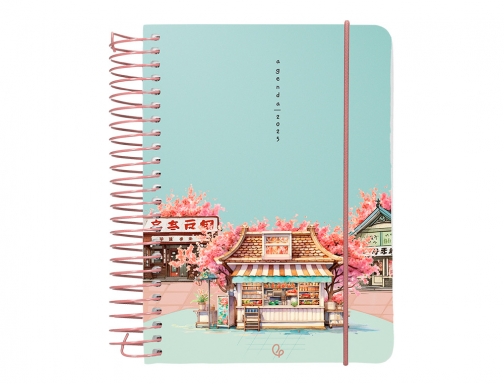 Agenda espiral Liderpapel sant orini A6 2025 da pgina cherry blossoms papel 170374, imagen 3 mini