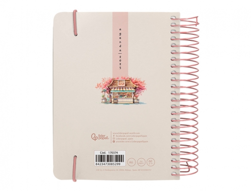 Agenda espiral Liderpapel sant orini A6 2025 da pgina cherry blossoms papel 170374, imagen 4 mini