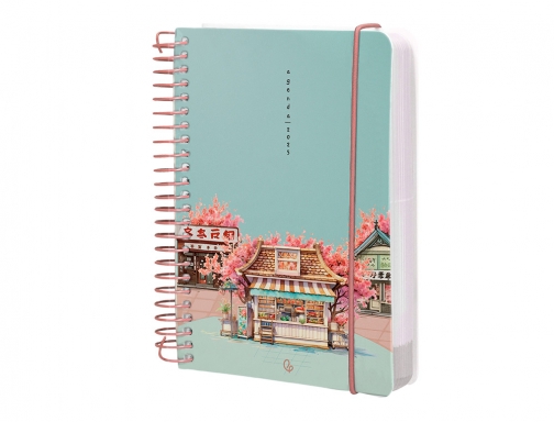 Agenda espiral Liderpapel sant orini A6 2025 da pgina cherry blossoms papel 170374, imagen 5 mini