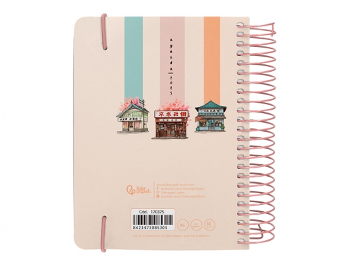 Agenda espiral Liderpapel sant orini A6 2025 dia pagina mosaico papel 60 170375, imagen 4 mini