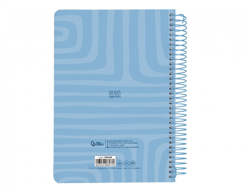 Agenda espiral Liderpapel syro s A5 2025 da pgina color azul papel 170419, imagen 4 mini