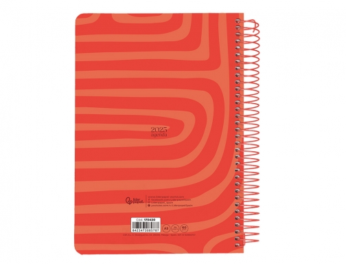 Agenda espiral Liderpapel syro s A5 2025 da pgina color rojo papel 170420, imagen 4 mini