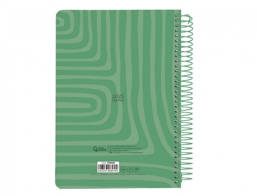 Agenda espiral Liderpapel syro s A5 2025 da pgina color verde papel 170421, imagen 4 mini