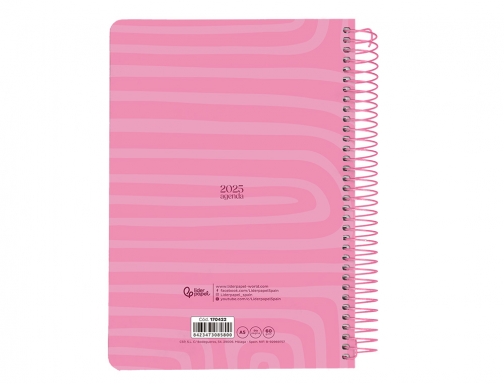 Agenda espiral Liderpapel syro s A5 2025 da pgina color morado papel 170422, imagen 4 mini