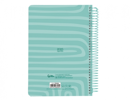 Agenda espiral Liderpapel syro s A5 2025 da pgina color turquesa papel 170424, imagen 4 mini