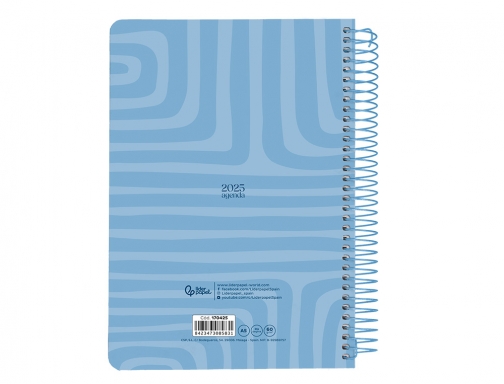 Agenda espiral Liderpapel syro s A5 2025 da pgina color azul papel 170425, imagen 4 mini