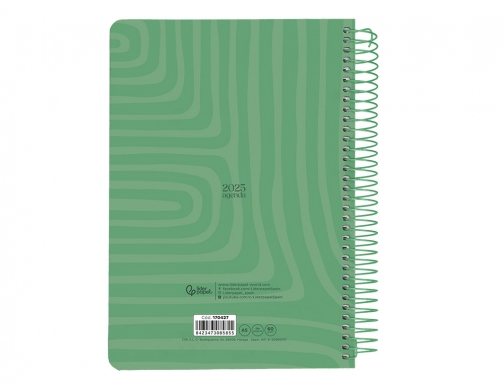 Agenda espiral Liderpapel syro s A5 2025 da pgina color verde papel 170427, imagen 4 mini