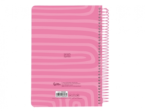 Agenda espiral Liderpapel syro s A5 2025 da pgina color rosa papel 170428, imagen 4 mini