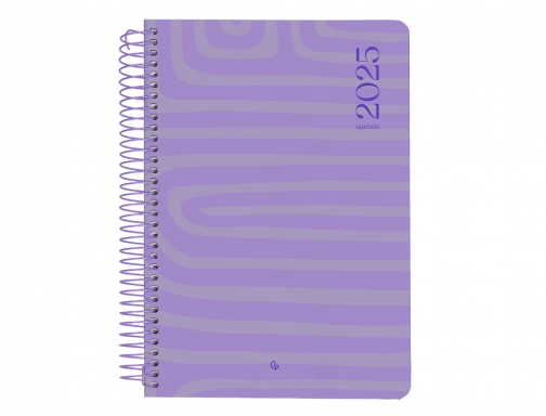 Agenda espiral Liderpapel syros A5 2025 dia pagina color morado papel 60 170423, imagen 3 mini