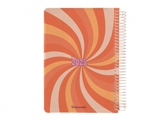 Agenda espiral Liderpapel zant e A5 2025 da pgina color naranja papel 170369, imagen 4 mini