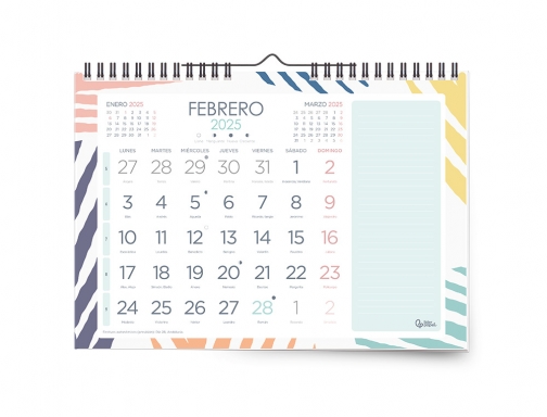 Calendario espiral pared Liderpapel joven 2025 numeros grandes 44x32 cm papel 128 170639, imagen 3 mini