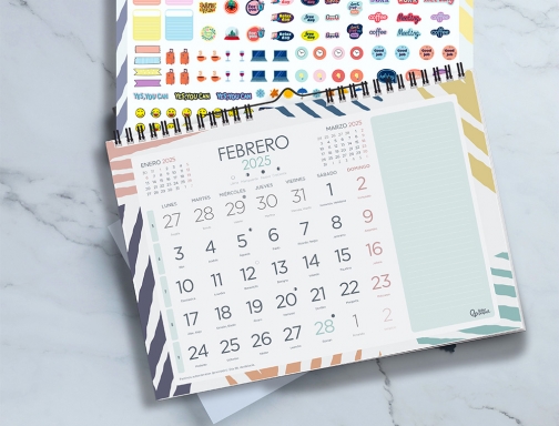 Calendario espiral pared Liderpapel joven 2025 numeros grandes 44x32 cm papel 128 170639, imagen 5 mini