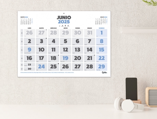 Calendario pared Liderpapel clasico 2025 lomo engomado 44x32 cm papel 128 gr 170628, imagen 5 mini