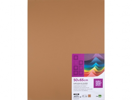 Cartulina Liderpapel 50x65 cm 240g m2 marron escolar paquete de 25 hojas 64570, imagen 2 mini