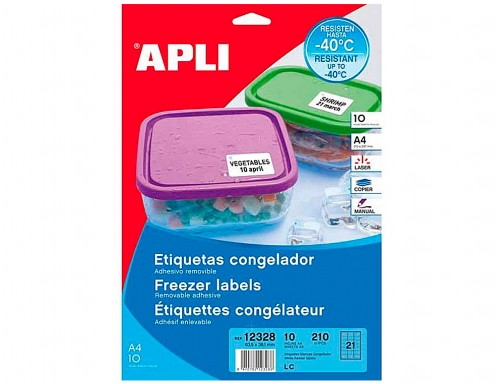 Etiqueta adhesiva Apli 12328 tamao 63,5x38,1 mm para congelados caja con 10, imagen 2 mini