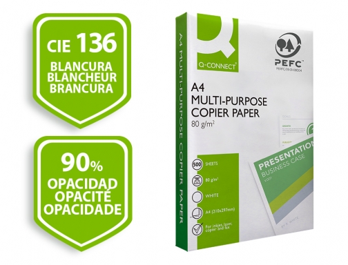 Papel fotocopiadora Qconnect economy Din A4 80 gramos paquete de 500 hojas KF01087 , blanco, imagen 3 mini