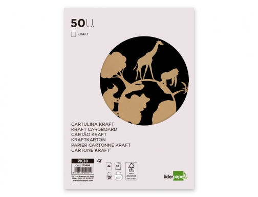 Cartulina kraft Liderpapel A4 180g m2 paquete de 50 hojas 170689, imagen 3 mini