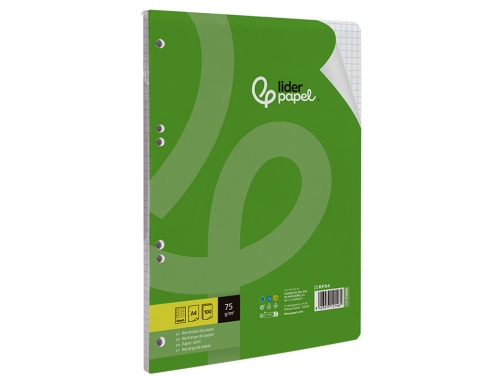 Recambio Liderpapel Din A4 100 hojas 75 gr cuadro 6 mm 4 172466, imagen 3 mini