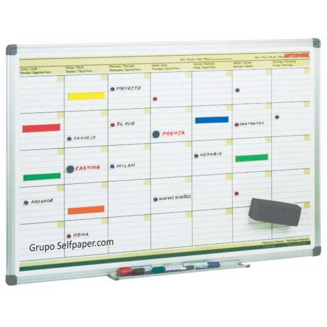 Pizarra Blanca con Planning Mensual enmarcada 60x90 cms, imagen 5 mini