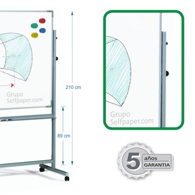 Pizarra blanca magntica volteable 120X150 cms Acero lacado, imagen 2 mini