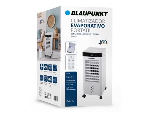 Climatizador evaporativo Blaupunkt 65w deposito 8l 3 velocidades hasta 20 m2 con BP2017, imagen 3 mini