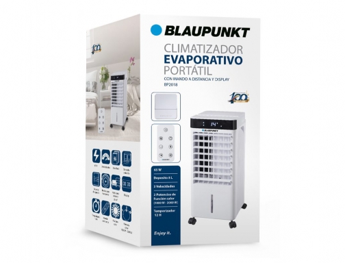 Climatizador evaporativo Blaupunkt 65w frio calor 8l 3 velocidades hasta 20 m2 BP2018, imagen 3 mini