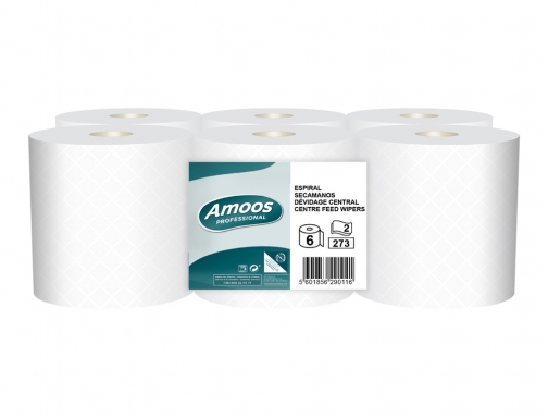 Papel secamanos Amoos industrial 2 capas 32g m2 blanco 90 mt paquete J629011, imagen 3 mini