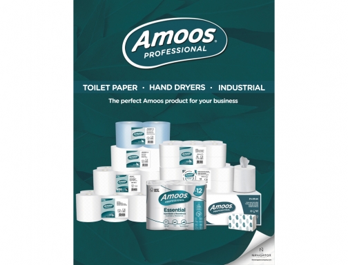 Papel secamanos Amoos industrial 2 capas 32g m2 blanco 90 mt paquete J629011, imagen 4 mini