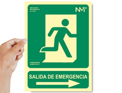 Pictograma Archivo 2000 salida de emergencia derecha pvc verde luminiscente 224x300 mm 617004H VE, imagen 3 mini