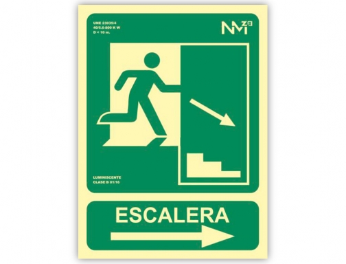 Pictograma Archivo 2000 salida emergencia escalera baja derecha pvc verde luminiscente 224x300 617012H VE, imagen 2 mini